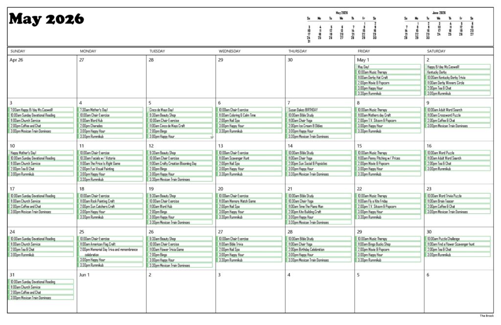 May Activity Calendar